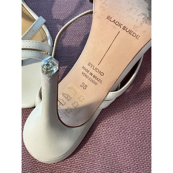 BLACK SUEDE STUDIO Cindy Sandals in White Leather 38 Womens High Heels - Picture 10 of 16